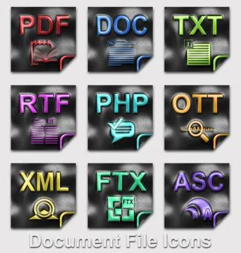 Document file type icons Stock Illustration