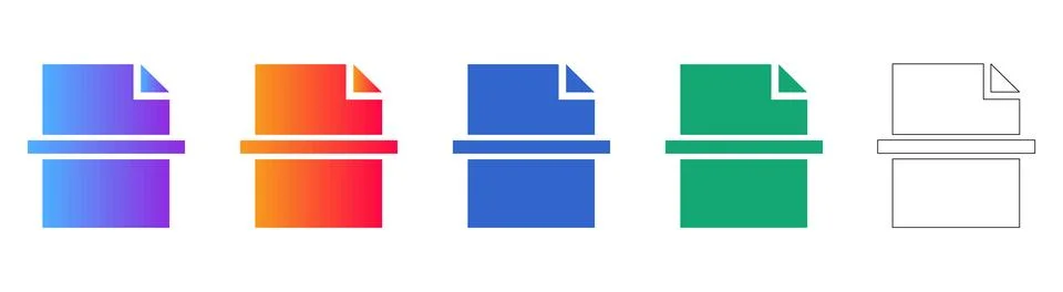 Document File Upload Download Icon Set Stock Illustration