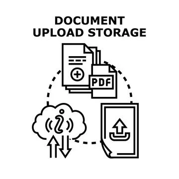 Document file uploading and storage cloud technology 스톡 일러스트