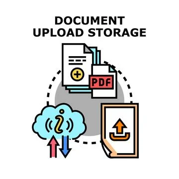 Document file uploading and storage cloud technology イラスト素材