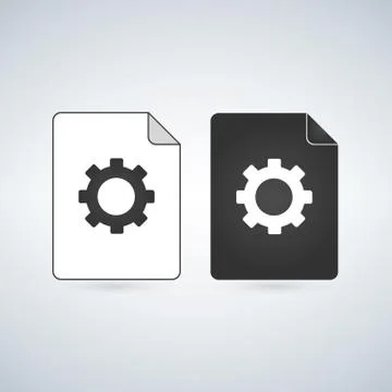 Document file vector icon with gear. settings concept. flat sign for mobile c Stock Illustration