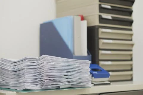 Document, file work and document drawer Stock Photos