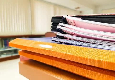 Document files and document book design on desk,office background concept. Stock Photos