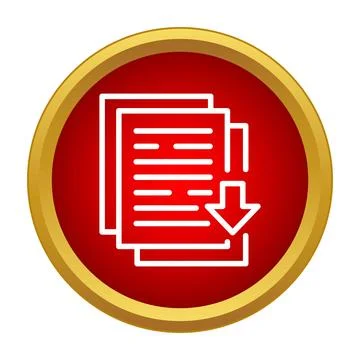 Document files download button icon on red background Stockillustratie