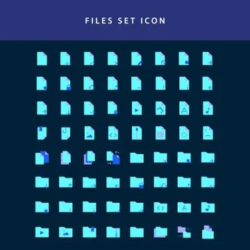Document Files icon flat style design set Stock Illustration