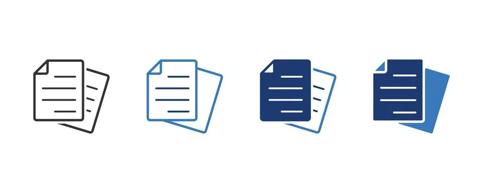 Document files icon set, Stacked documents papers symbol, Office documents Ilustração Stock
