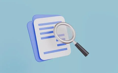 Document files with magnifying glass, Inspection and Information search 스톡 일러스트