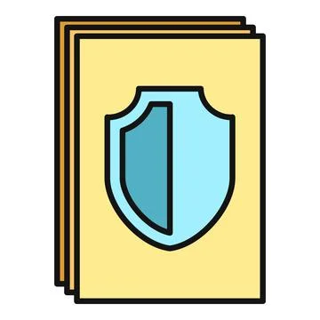 Document files with shield protecting data privacy 스톡 일러스트