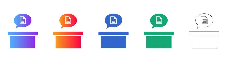 Document Filing Box with Information Bubble Graphic Set Stock Illustration