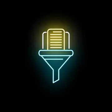 Document filtering and data management neon icon Stock Illustration
