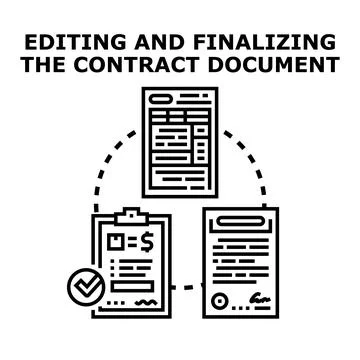 Document finalizing process with contract agreement and signature Stockillustratie