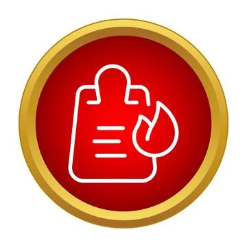 Document on fire warning icon in circle Illustrazione stock