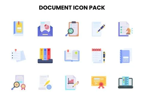Document Flat Bundle Icons Pack 스톡 일러스트