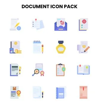 Document Flat Bundle Icons Pack 스톡 일러스트