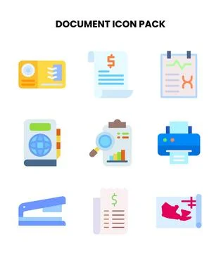 Document Flat Bundle Icons Pack Stock Illustration