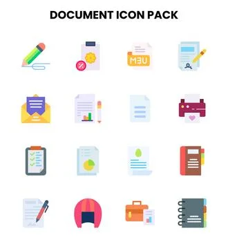 Document Flat Bundle Icons Pack Illustration