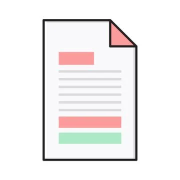 Document flat color icon Stock Illustration