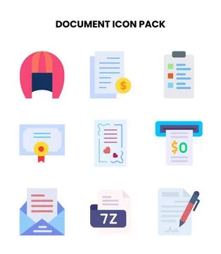 Document Flat Design Icons Pack イラスト素材