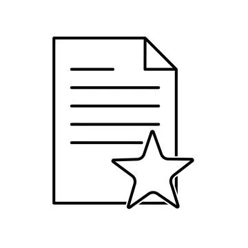 Document flat icon with favorite star icon. Pictogram for web. Line stroke. I Stock Illustration