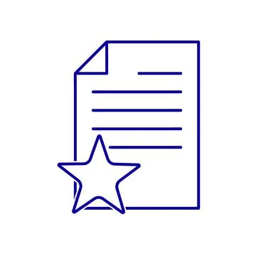 Document flat icon with favorite star icon. Pictogram for web. Line stroke. I Stock Illustration