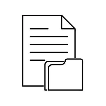 Document flat icon with folder symbol. Pictogram for web. Line stroke. Isolat Stock Illustration