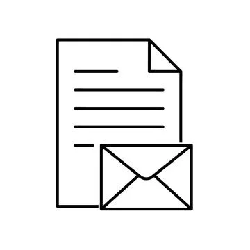 Document flat icon with mail inbox symbol. Pictogram for web. Line stroke. Is Stock Illustration