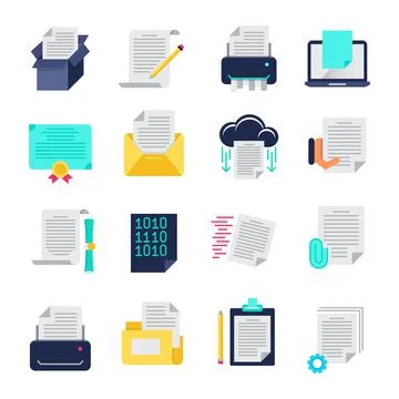 Document flat icons Stock Illustration