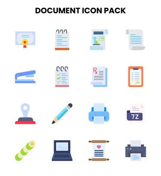Document Flat Icons Pack Stock Illustration