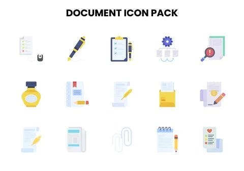 Document Flat Set Icons Pack イラスト素材
