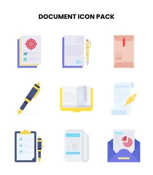 Document Flat Set Icons Pack Stock-Illustration