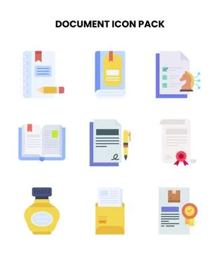 Document Flat Set Icons Pack Stockillustratie