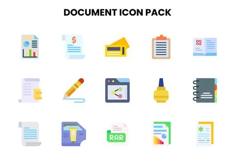 Document Flat SVG Icons Pack Stock Illustration