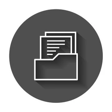 Document flat vector icon. Archive data file symbol logo illustration on blac Stock Illustration