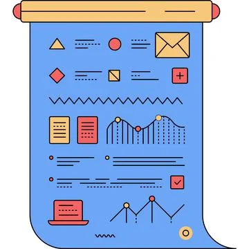 Document flat vector icon business data analysis Illustrazione stock