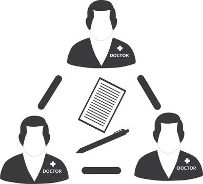 Document flat vector icon. doc with doctor Stock Illustration