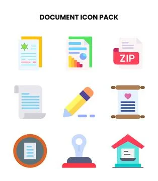 Document Flat Vector Icons Pack Stock Illustration