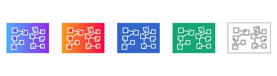 Document Flow Network Diagram Illustration Collection Illustrazione stock