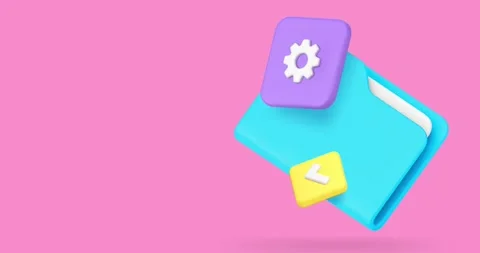 Document folder archive management data storage settings 3d icon animation loop Stock Footage 281716425