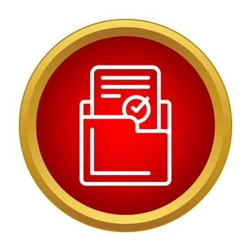 Document folder with check mark icon completing task Illustrazione stock