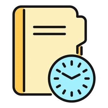 Document folder with clock for time management icon イラスト素材