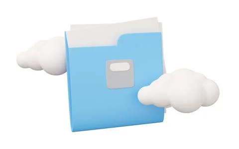 Document folder cloud 3d illustration. Minimal 3d render illustration isola.. Stock Illustration