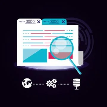 Document folder with data center icon Stock Illustration