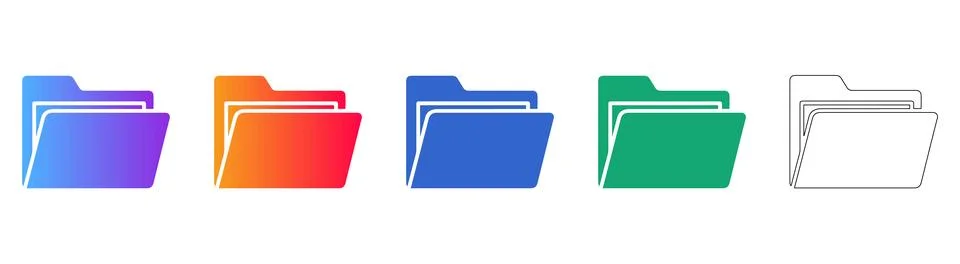Document Folder File Management Icon Set Illustrazione stock