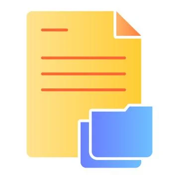 Document with folder flat icon. Papers in folder color icons in trendy flat Stock Illustration