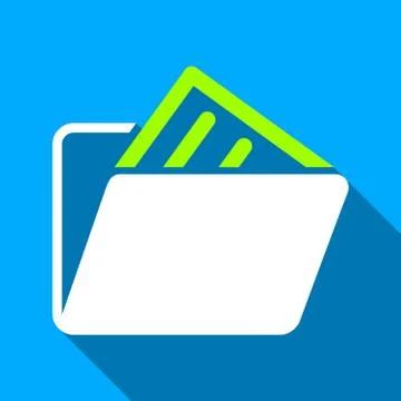 Document Folder Flat Long Shadow Square Icon Stock Illustration