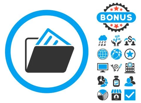 Document Folder Flat Vector Icon with Bonus Stock Illustration