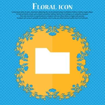 Document folder . Floral flat design on a blue abstract background with place Illustrazione stock