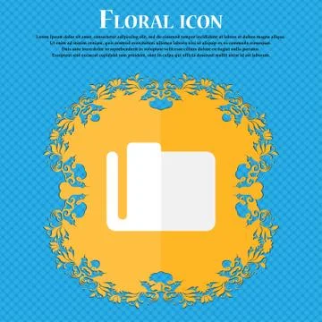 Document folder . Floral flat design on a blue abstract background with place Illustrazione stock