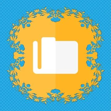 Document folder . Floral flat design on a blue abstract background with place fo Stock Illustration