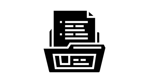 Document folder glyph icon animation Stock Footage 222788807